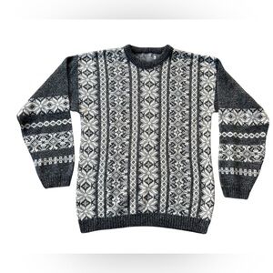 Vintage Le Tigre Men’s Fair Isle Nordic Knit Sweater Size Large Tall LT